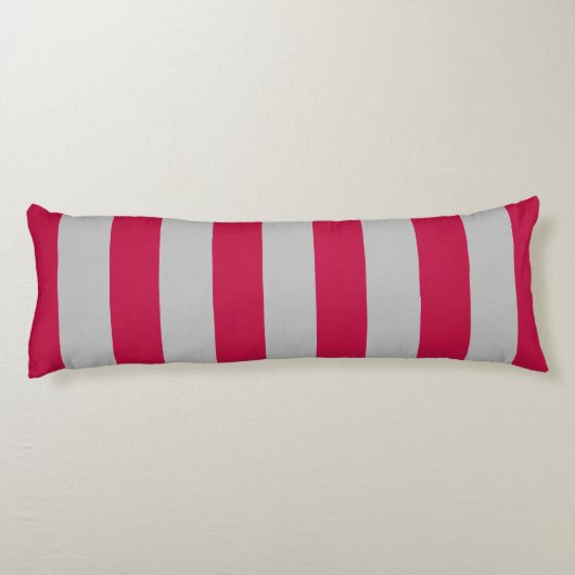 Elegantes rotes und grau gestreiftes Sprichwort Seitenschläferkissen (Rückseite)