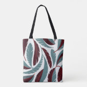 Elegantes rotes und graues Feather Cascade Muster Tasche (Rückseite)