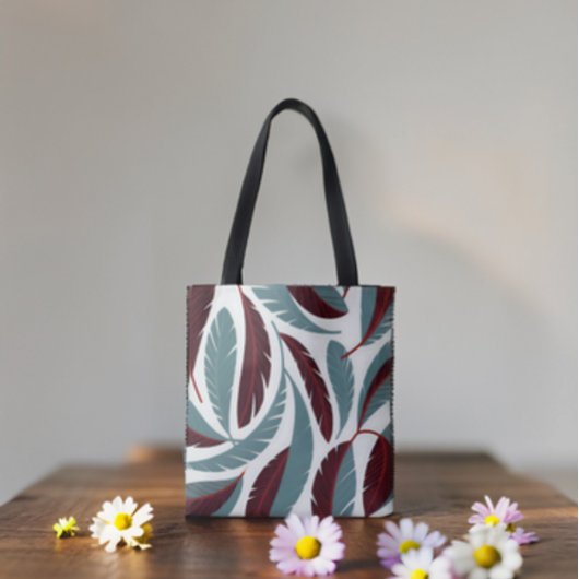 Elegantes rotes und graues Feather Cascade Muster Tasche