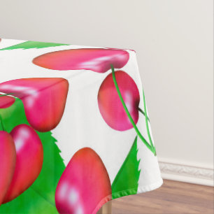 Elegantes rotes und grünes Blätter-Muster Tischdecke