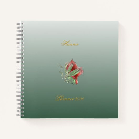 Elegantes rotes und grünes Notizbuch (Vorderseite)