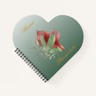 Elegantes rotes und grünes Spiralnotizbuch Notizblock