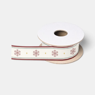 Elegantes rotes und grünes Weihnachts-Schneeflocke Satinband