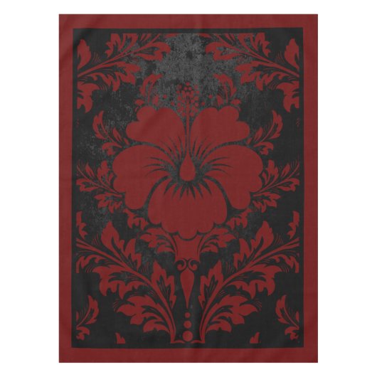 Elegantes rotes und schwarzes Damast Tischdecke (Vorderseite)