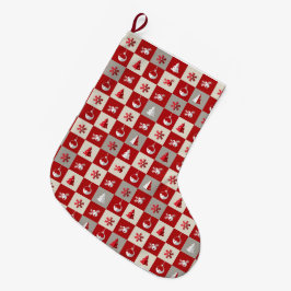 Elegantes rotes und weißes frohes Weihnachten  Großer Weihnachtsstrumpf