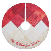 Elegantes rotes und weißes Muster Weihnachten Polyester Weihnachtsbaumdecke (Vorderseite)