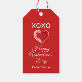 Elegantes rotes Valentinstag-Geschenk-Tag mit Herz Geschenkanhänger