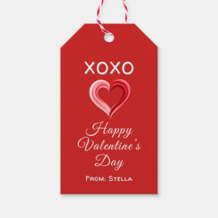 Elegantes rotes Valentinstag-Geschenk-Tag mit Herz Geschenkanhänger