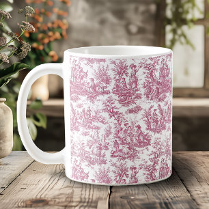 Elegantes rotes Vintage Toile de Jouy Kaffeetasse