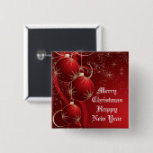 Elegantes rotes Weihnachten Button (Vorne & Hinten)