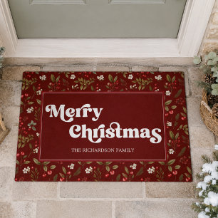 Elegantes rotes Weihnachten Fußmatte