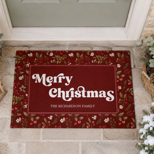Elegantes rotes Weihnachten Fußmatte