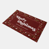 Elegantes rotes Weihnachten Fußmatte (Schrägansicht)