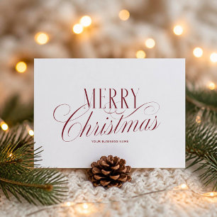 Elegantes rotes Weihnachtsgeschäft-Logo in Schreib Feiertagspostkarte