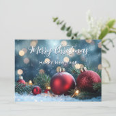 Elegantes Rotes Weihnachtsgeschenk Feiertagskarte (Stehend Vorderseite)