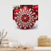 Elegantes Rotes Weihnachtsgeschenk mit Snowflake Poster (Küche)