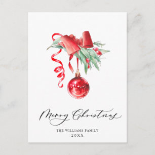 Elegantes rotes Weihnachtsornament Frohe Weihnacht Postkarte