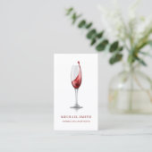 Elegantes rotes Weinglas Bar Weingut QR Code Visitenkarte (Stehend Vorderseite)