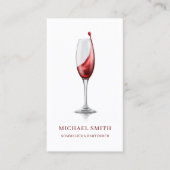 Elegantes rotes Weinglas Bar Weingut QR Code Visitenkarte (Vorderseite)