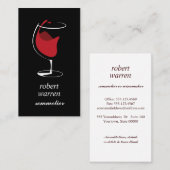 Elegantes rotes Weinglas Sommelier Visitenkarte (Vorne/Hinten)