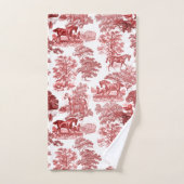 Elegantes Rotes Weiß Rustikales Pferdeschlitten Badhandtuch Set (Handtuch)