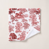 Elegantes Rotes Weiß Rustikales Pferdeschlitten Badhandtuch Set (Waschlappen)