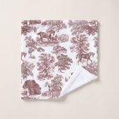 Elegantes Rotes Weiß Rustikales Pferdeschlitten Badhandtuch Set (Waschlappen)