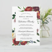 Elegantes Rotes Weißes Brautparty Einladung (Stehend Vorderseite)