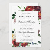 Elegantes Rotes Weißes Brautparty Einladung (Vorne/Hinten)