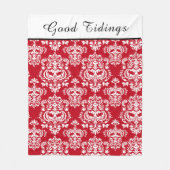 Elegantes rotes weißes Damask-Muster | Gute Daten Fleecedecke (Vorderseite)