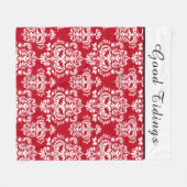 Elegantes rotes weißes Damask-Muster | Gute Daten Fleecedecke (Vorderseite (Horizontal))