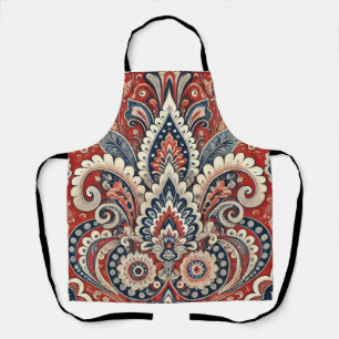 Elegantes rotes, weißes und blaues Paisley-Muster Schürze