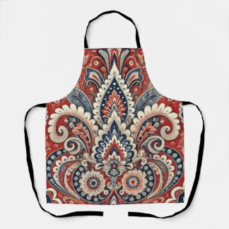 Elegantes rotes, weißes und blaues Paisley-Muster Schürze