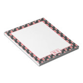 Elegantes rotes Zeichenstiftemuster Monogramm Notizblock (angewinkelt)