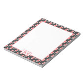 Elegantes rotes Zeichenstiftemuster Monogramm Notizblock (Rotiert)