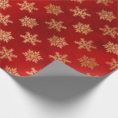 Elegantes Rotgold-Schneeflocken-Muster Weihnachten Geschenkpapier (Ecke)