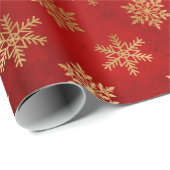 Elegantes Rotgold-Schneeflocken-Muster Weihnachten Geschenkpapier (Rolleneckpunkt)
