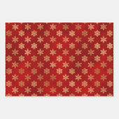 Elegantes Rotgold-Schneeflocken-Muster Weihnachten Geschenkpapier Set (Vorderseite 2)