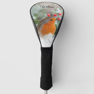 Elegantes Rotkehlchen im Schnee Rote Beeren Person Golf Headcover