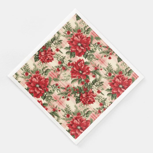 Elegantes Rotweihnachtsmuster Serviette (Ecke)