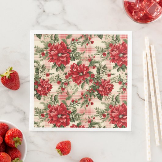 Elegantes Rotweihnachtsmuster Serviette (Beispiel)