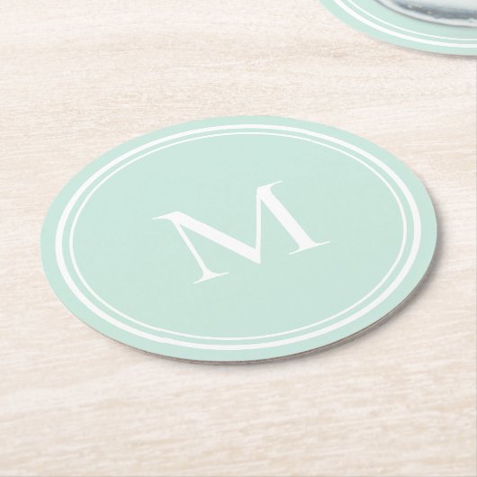 Elegantes Round Circle Monogramm Runder Pappuntersetzer (Angewinkelt)