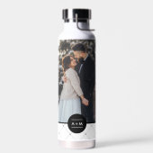 Elegantes Round-Frame-Monogramm-Foto Trinkflasche (Links)