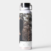 Elegantes Round-Frame-Monogramm-Foto Trinkflasche (Rückseite)