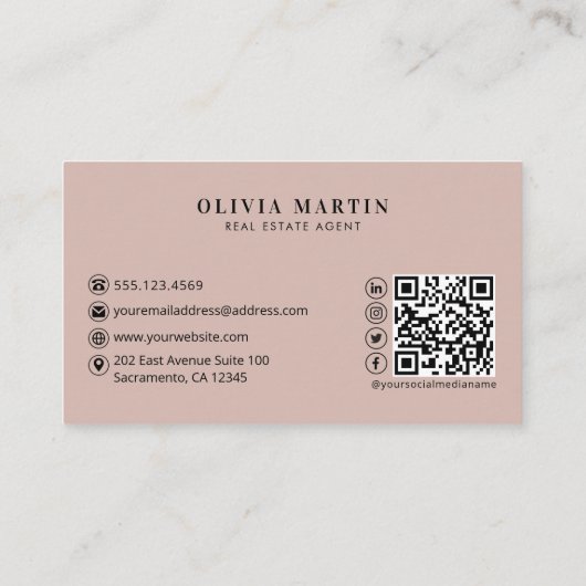 Elegantes Roush & Navy Beruflich Real Anwesen Visitenkarte (Rückseite)