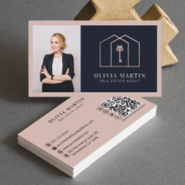 Elegantes Roush & Navy Beruflich Real Anwesen Visitenkarte