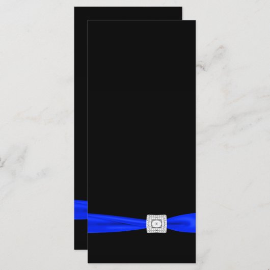 Elegantes Royal Blue and Black Wedding Programm (Vorne/Hinten)