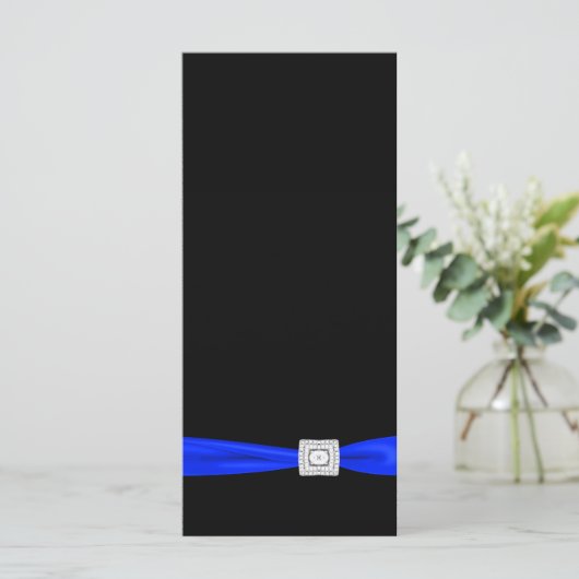 Elegantes Royal Blue and Black Wedding Programm (Stehend Vorderseite)