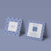 Elegantes Royal Blue and White Damaskus-Muster Quadratische Visitenkarte