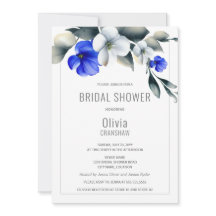 Elegantes Royal Blue and White Floral Brautparty